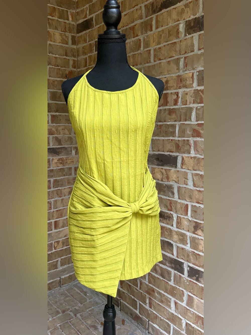Bright Green Halter Tie-Front Women's Dress